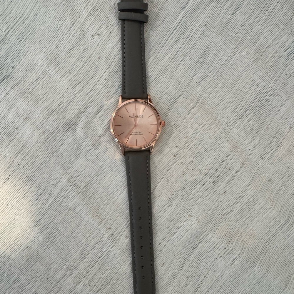 Brand New Gray Leather & Rose Gold Monroe by Maestro Watch